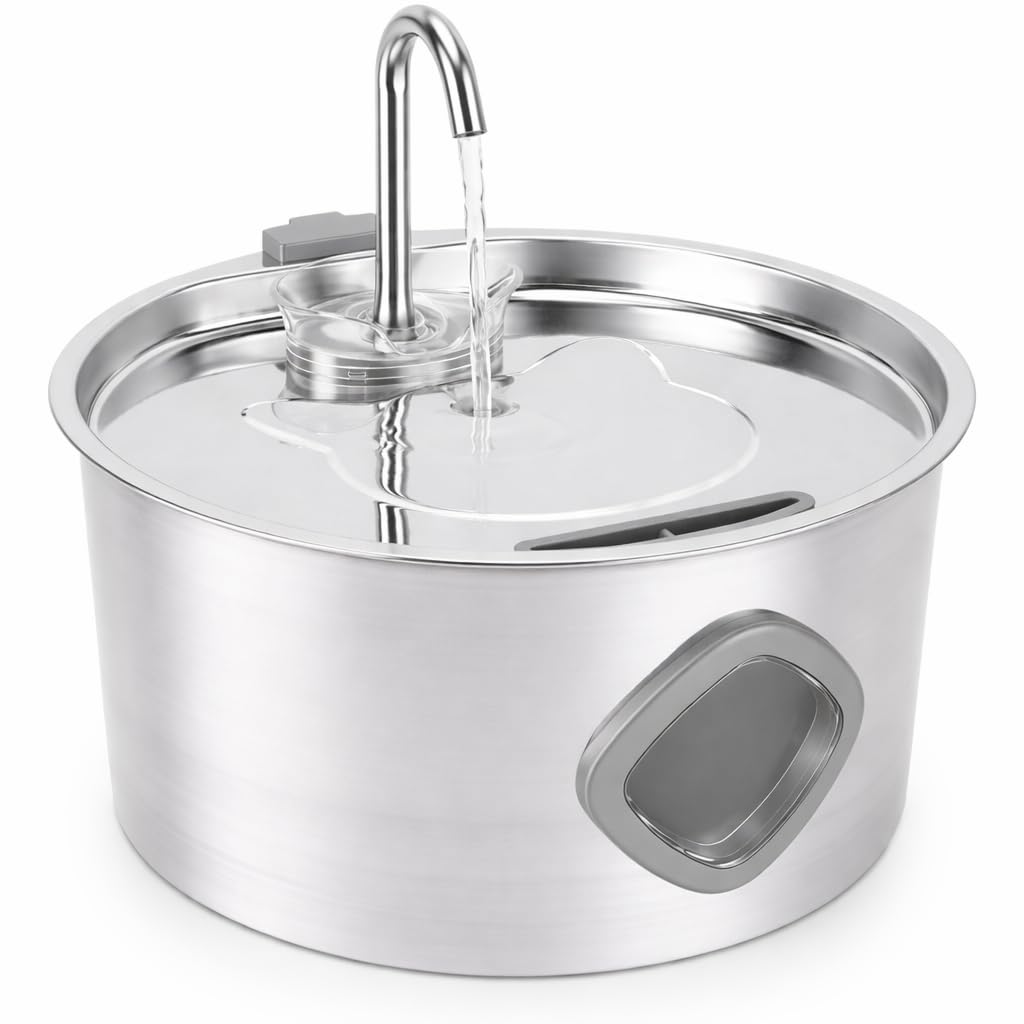 Macushla 3.2L Stainless Steel Cat Water Fountain with LED - Automatic Pet Drinking Fountain for Cats & Small Dogs