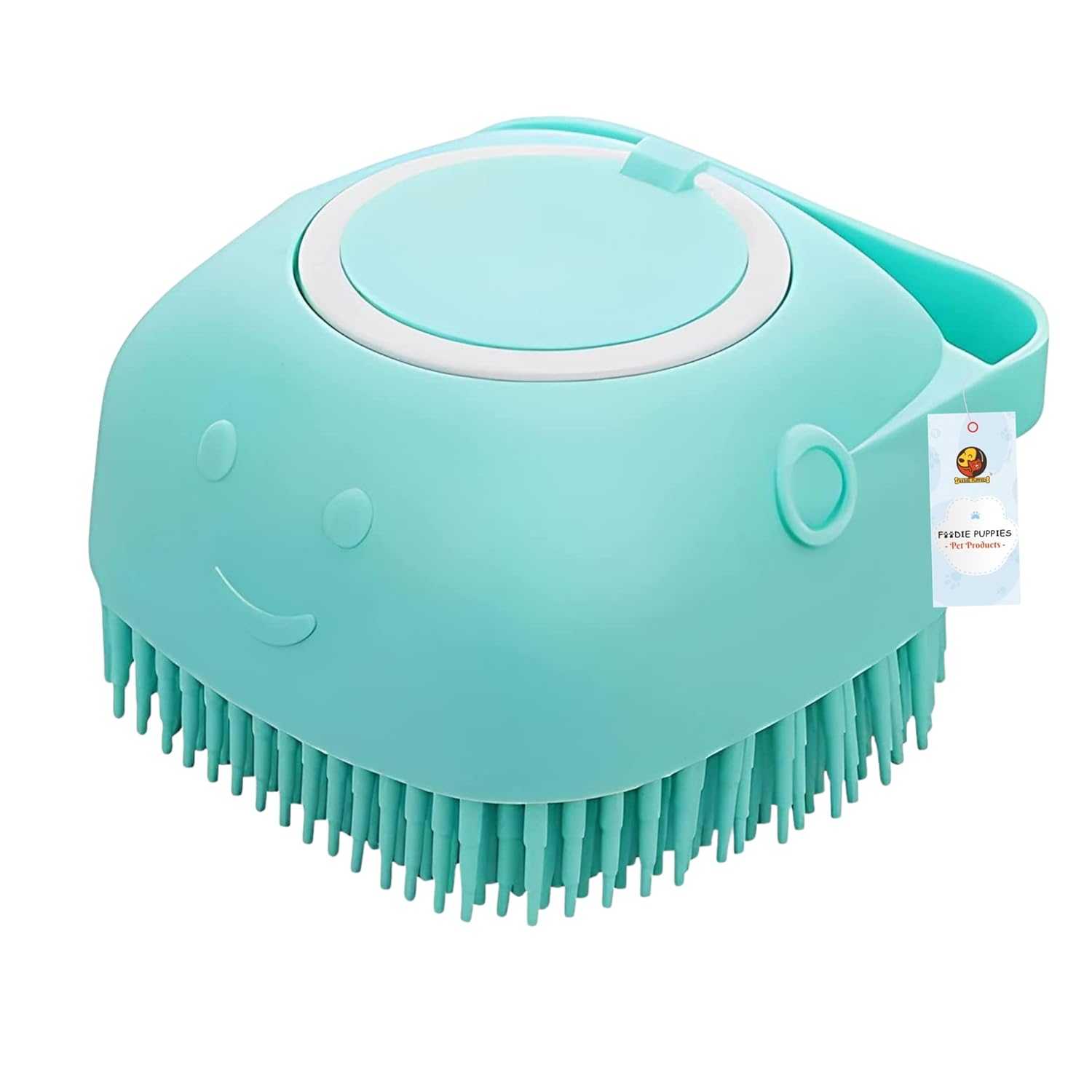 Foodie Puppies Dog Shampoo Dispenser Brush | Lemon Shaped Bath Scrubber | Shower Brush for Dogs Cats | Built-in Soap Dispenser | Soft Bristles | Easy Bathing for Pets
