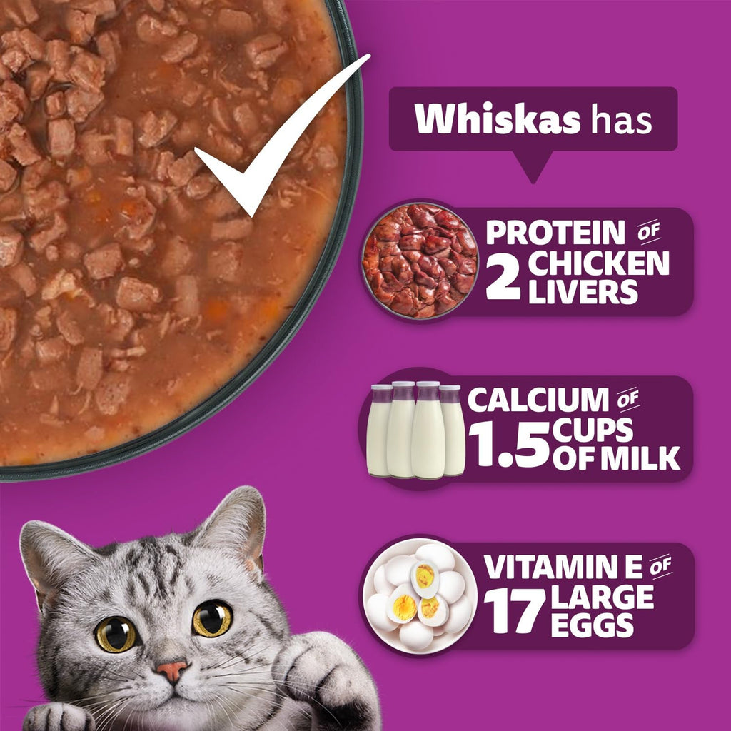 Whiskas Adult Wet Cat Food Tuna in Jelly | 1+ Years | Hydrating Food Made with Real Fish | Complete & Balanced Nutrition