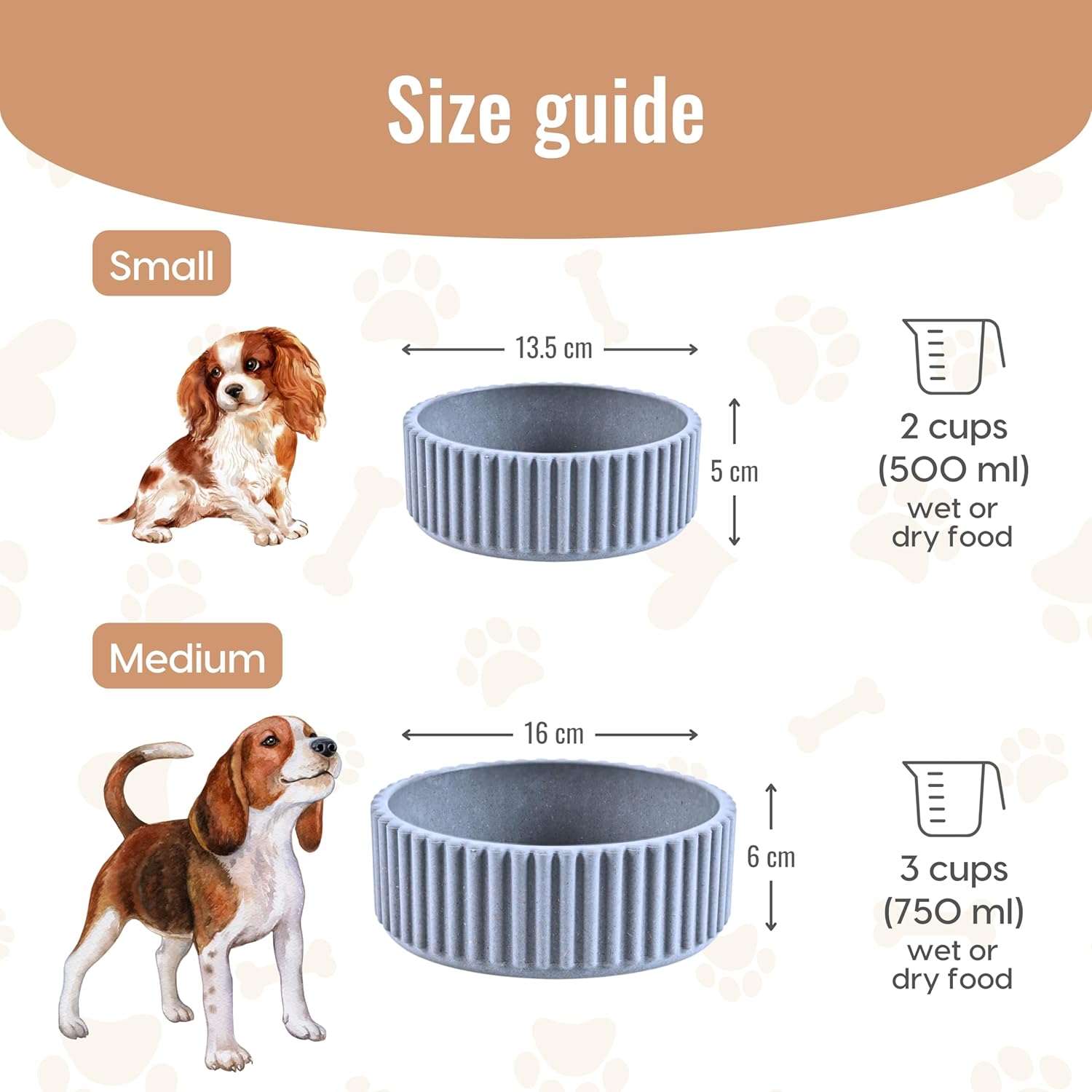 Eha Earth Friendly Ecocog Dog Food Bowl Set of 2 | 750ml & 500ml | Anti-Skid Pet Bowl Made with Rice Husk Biocomposites | Azure