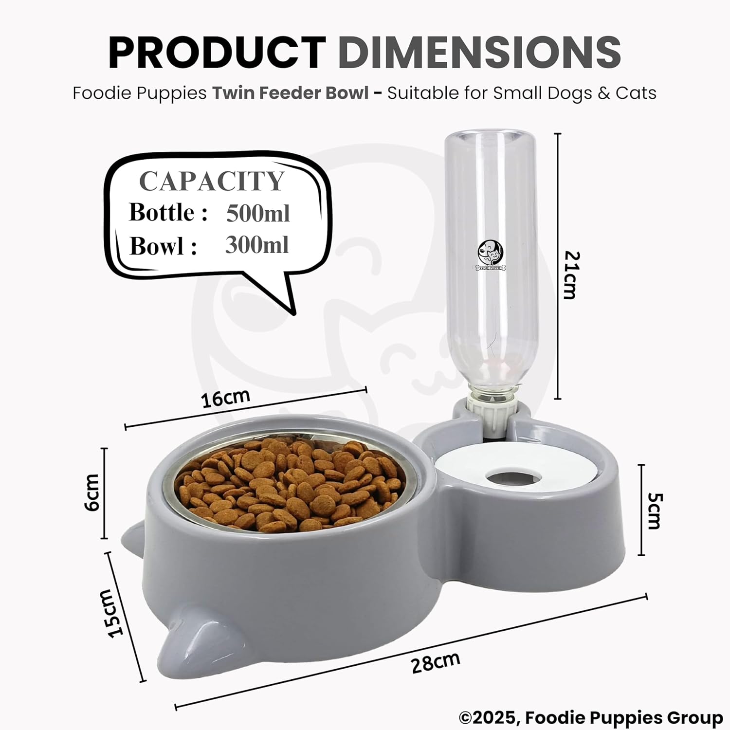 Foodie Puppies 2-in-1 Pet Feeding Bowl and Water Dispenser