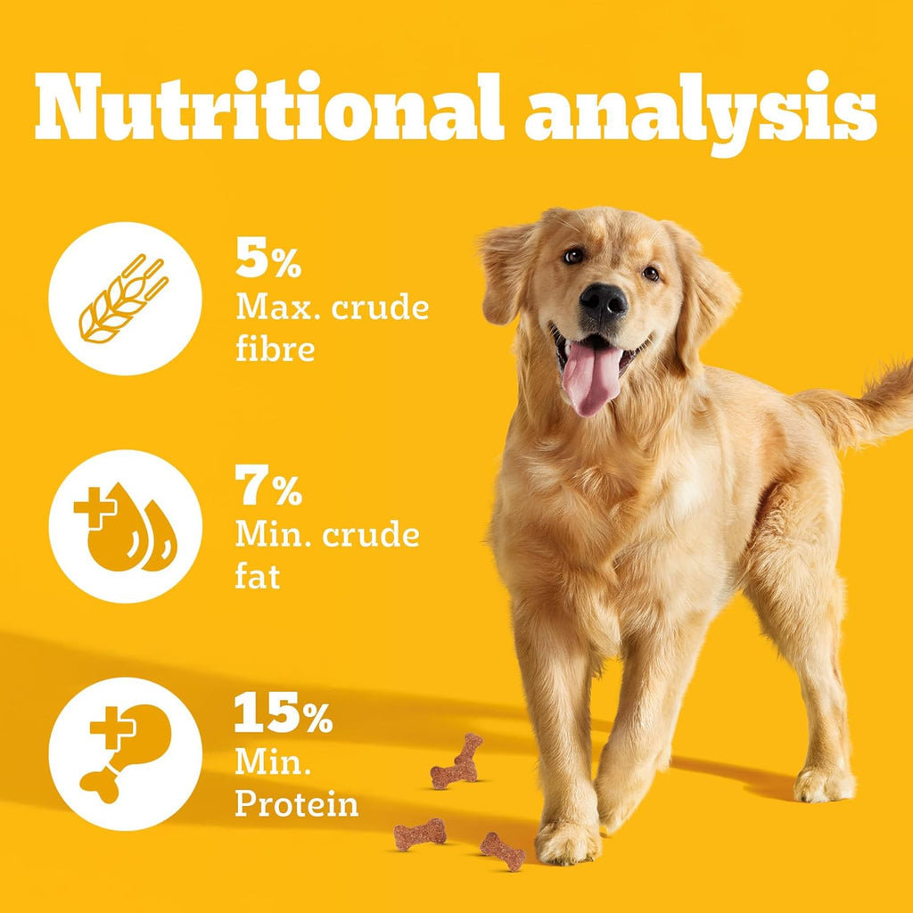 Pedigree Biscrok Biscuits Dog Treats | 1kg | Chicken Flavour | Source of Calcium | 15% Protein | Bone-Shaped Crunchy Treats Above 4 Months