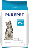 Purepet Adult Dry Cat Food 1kg | Ocean Fish Flavour | Hairball Protection | Heart Care with Taurine | Skin & Coat Health