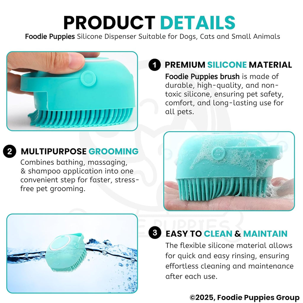 Foodie Puppies Dog Shampoo Dispenser Brush | Lemon Shaped Bath Scrubber | Shower Brush for Dogs Cats | Built-in Soap Dispenser | Soft Bristles | Easy Bathing for Pets