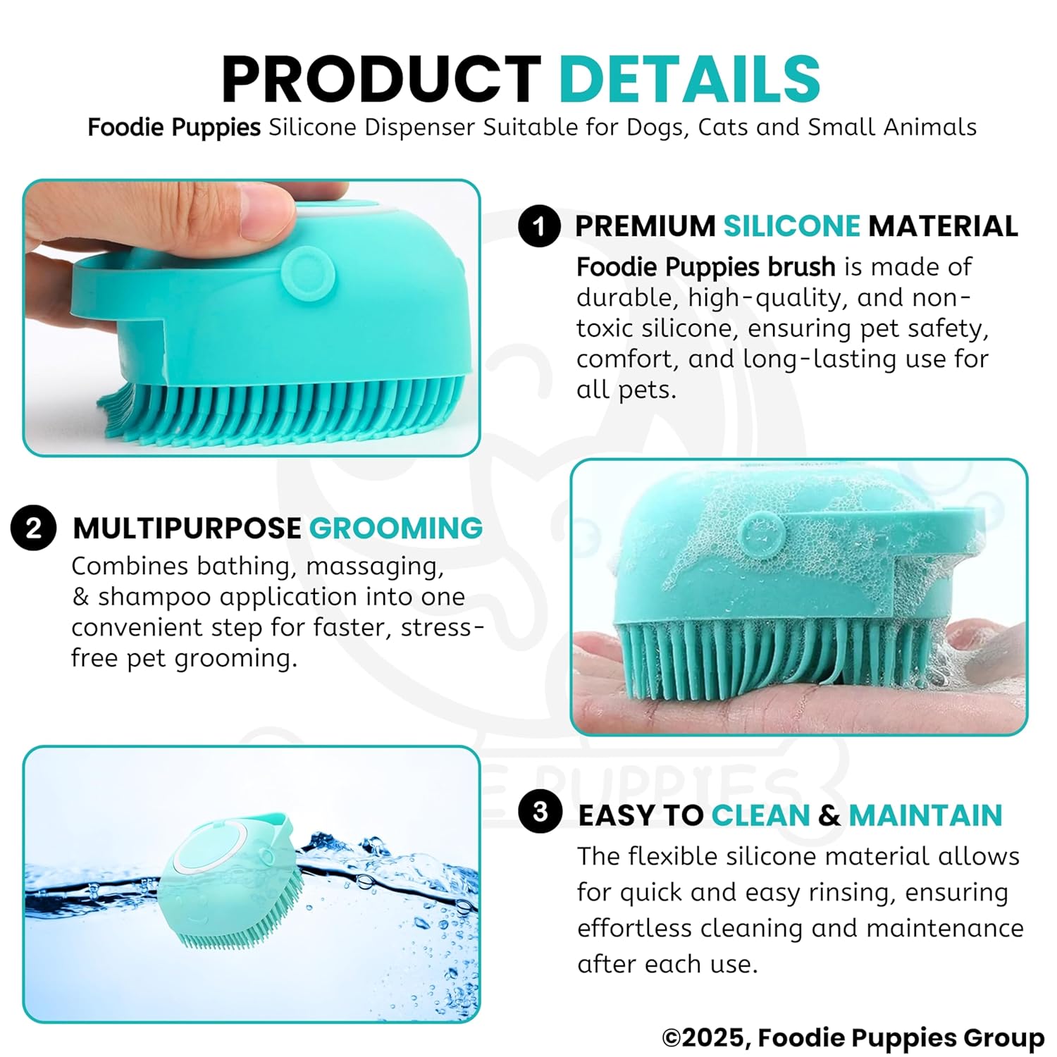 Foodie Puppies Dog Shampoo Dispenser Brush | Lemon Shaped Bath Scrubber | Shower Brush for Dogs Cats | Built-in Soap Dispenser | Soft Bristles | Easy Bathing for Pets