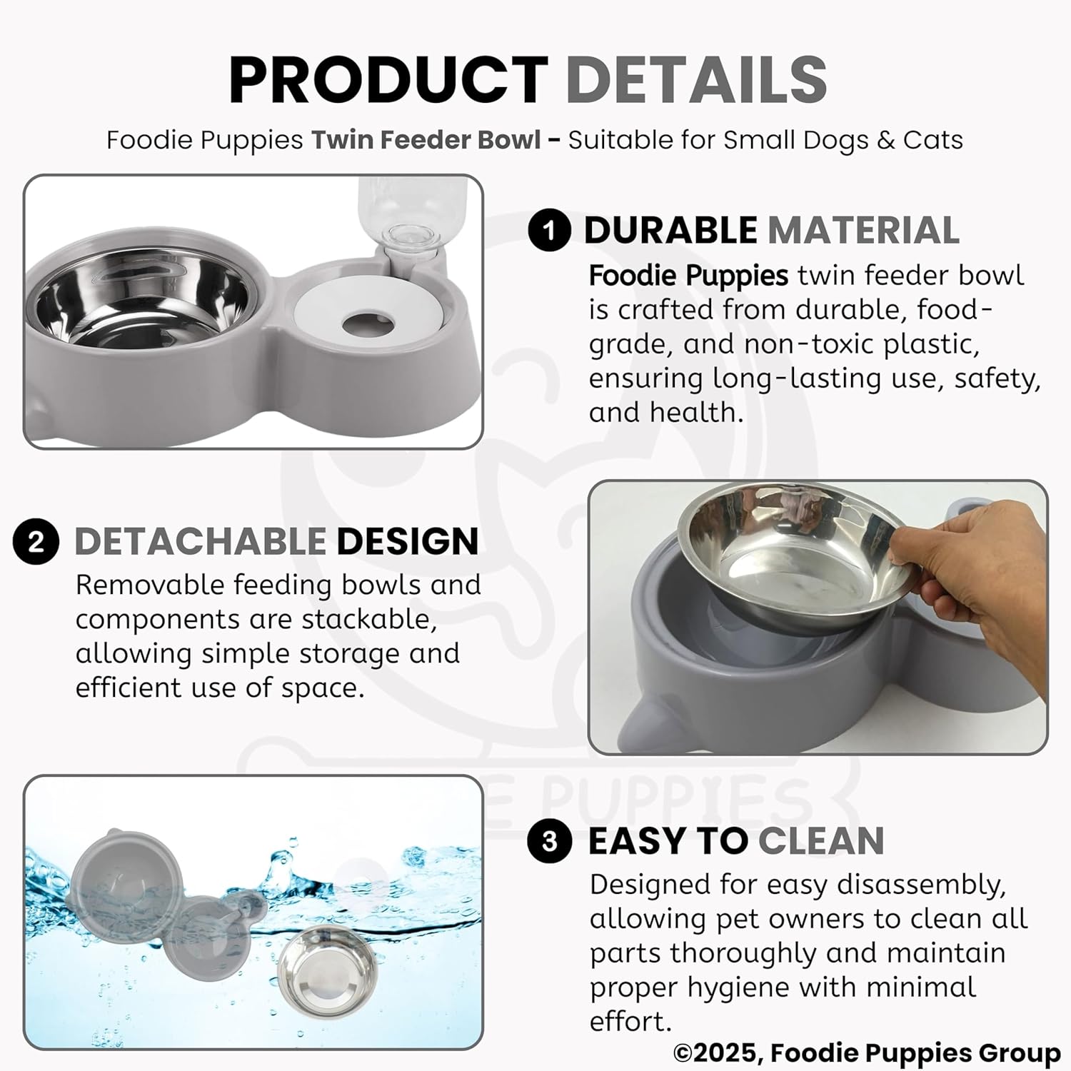 Foodie Puppies 2-in-1 Pet Feeding Bowl and Water Dispenser