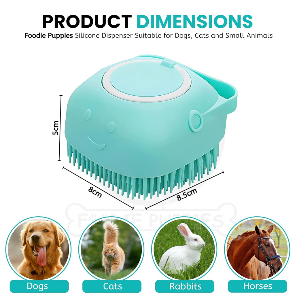 Foodie Puppies Dog Shampoo Dispenser Brush | Lemon Shaped Bath Scrubber | Shower Brush for Dogs Cats | Built-in Soap Dispenser | Soft Bristles | Easy Bathing for Pets